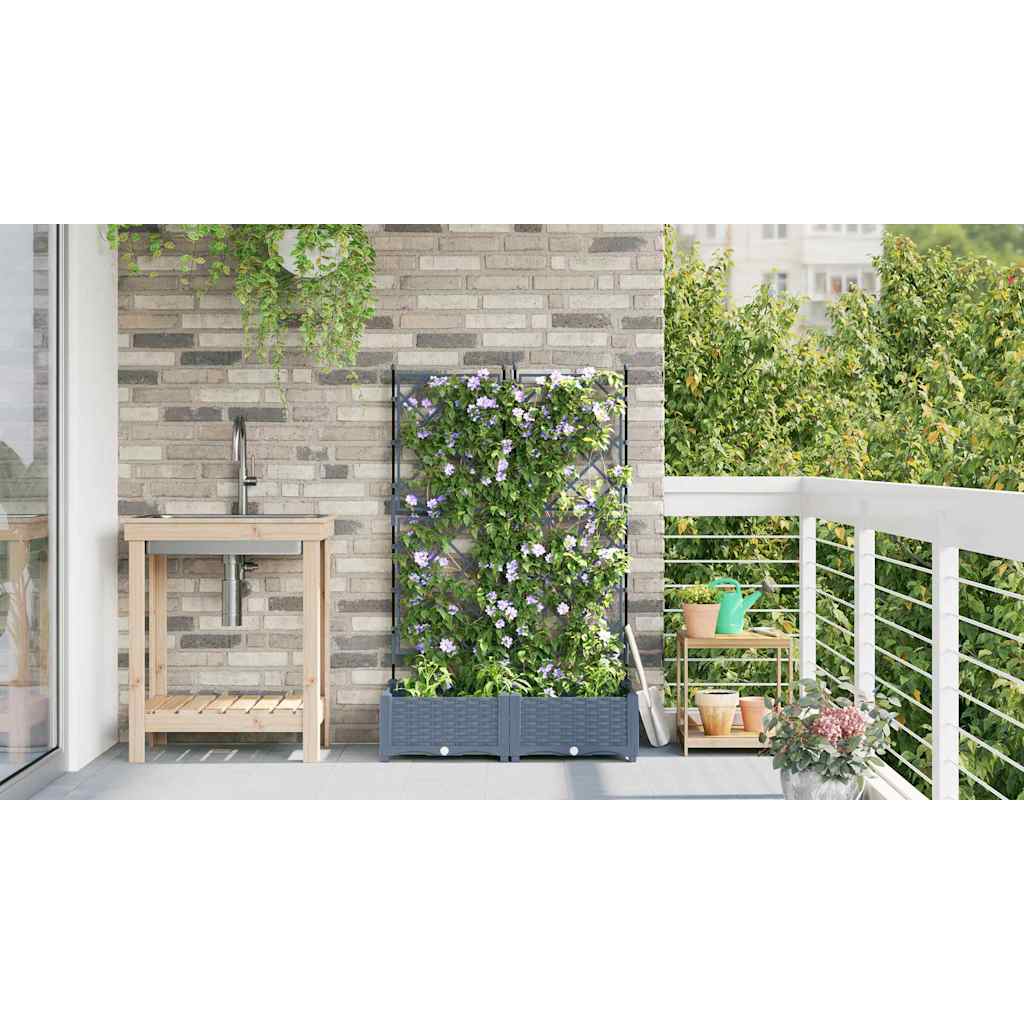 Hageblomsterpotte 2 stk. Lysegrå 80 x 40 x 125,5 cm PP