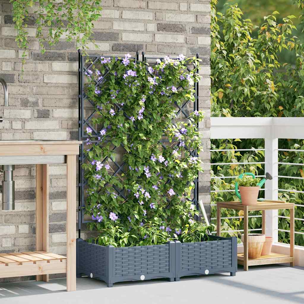 Hageblomsterpotte 2 stk. Lysegrå 80 x 40 x 125,5 cm PP