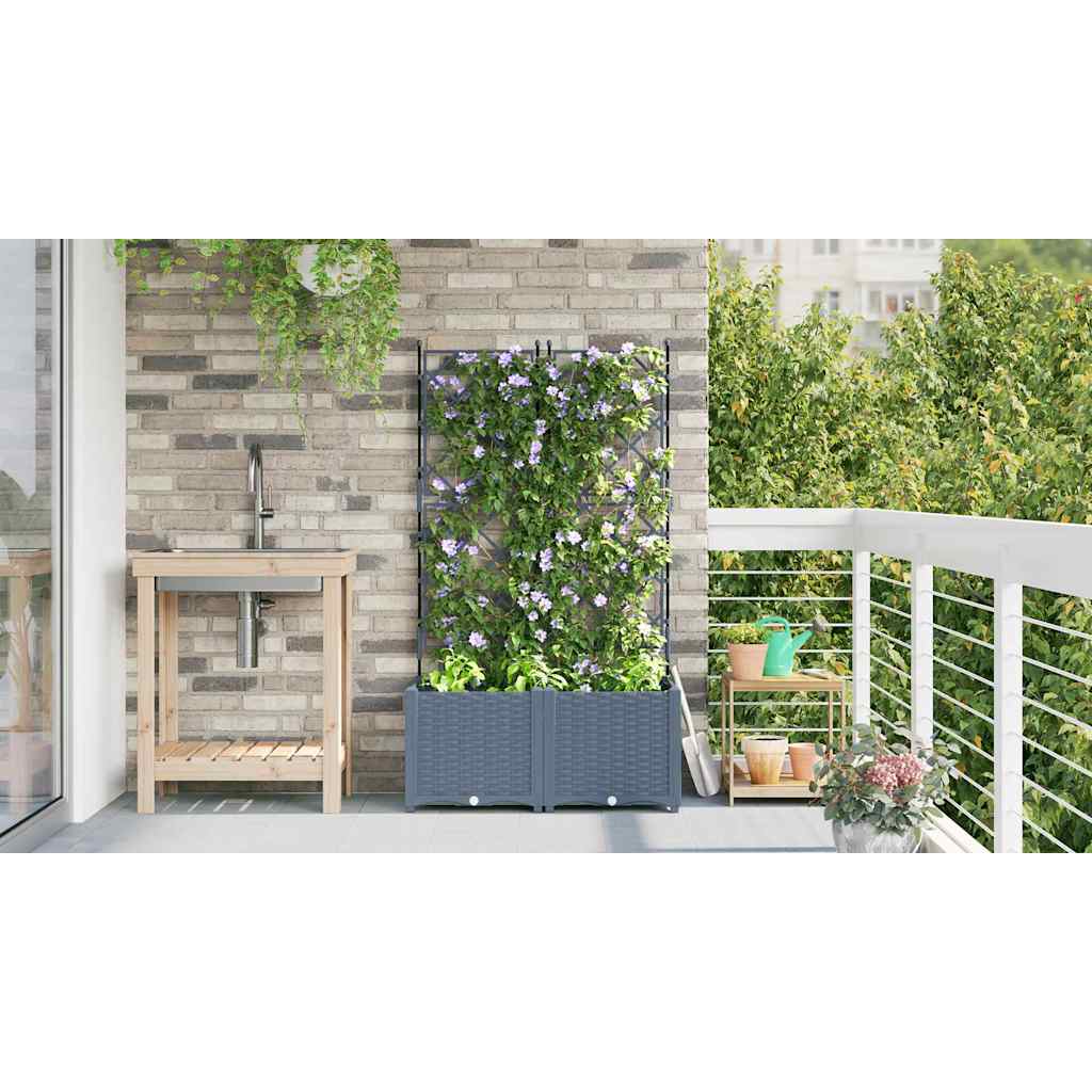 Hageblomsterpotte 2 stk. Lysegrå 80 x 40 x 143 cm PP