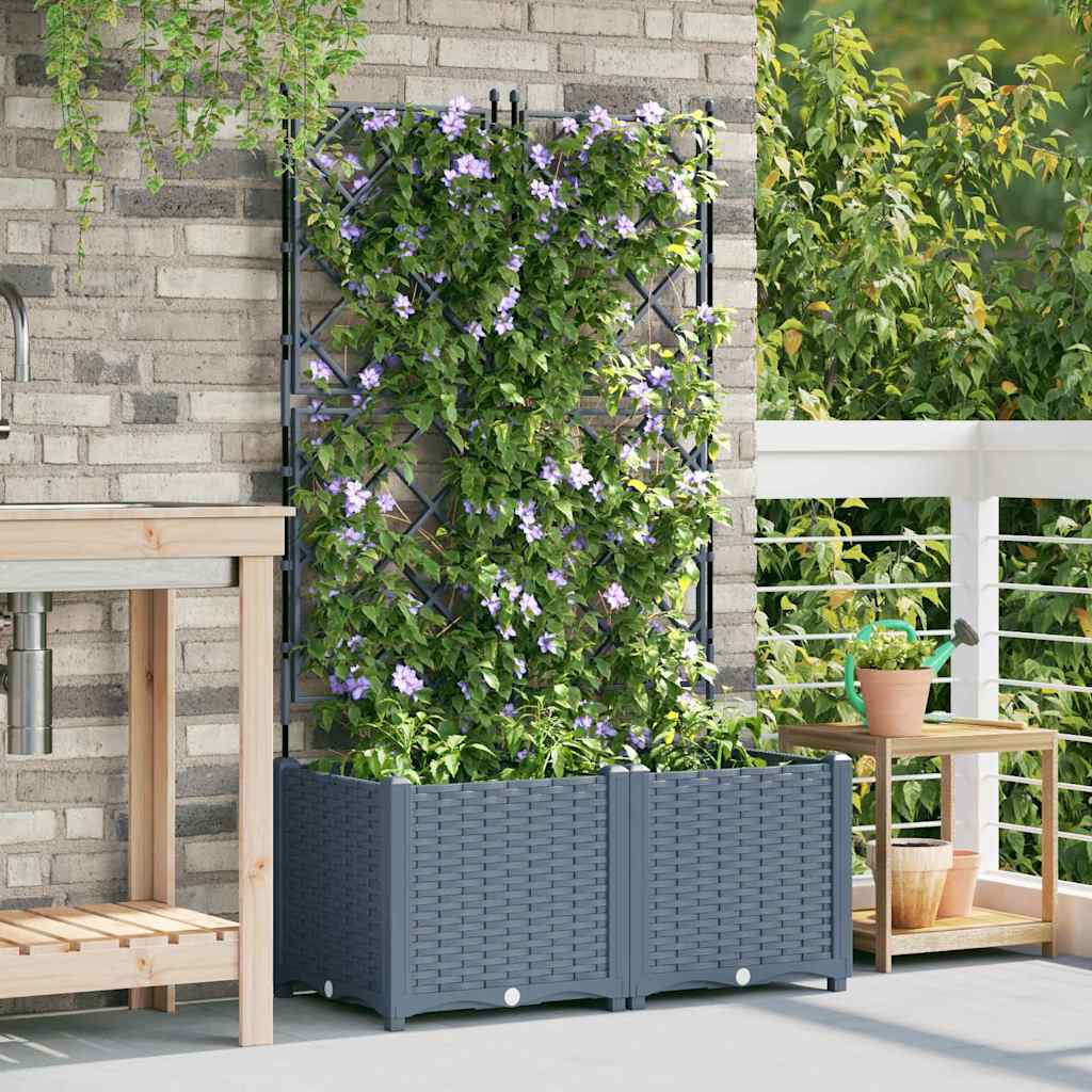 Hageblomsterpotte 2 stk. Lysegrå 80 x 40 x 143 cm PP