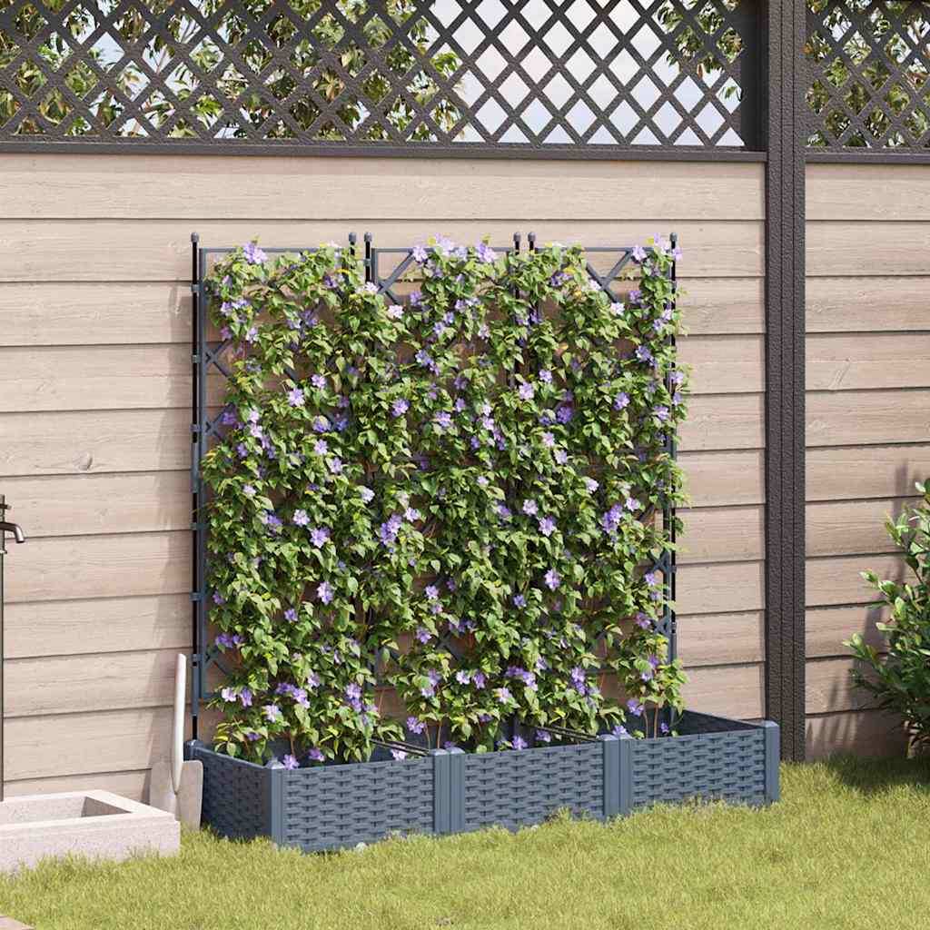 Hageblomsterpotte 3 stk. Lysegrå 120 x 40 x 125,5 cm PP