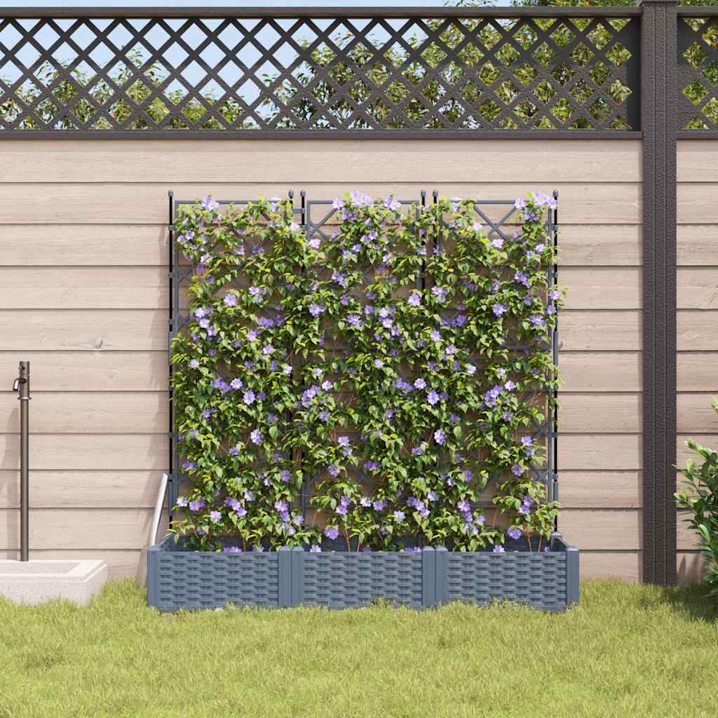 Hageblomsterpotte 3 stk. Lysegrå 120 x 40 x 125,5 cm PP
