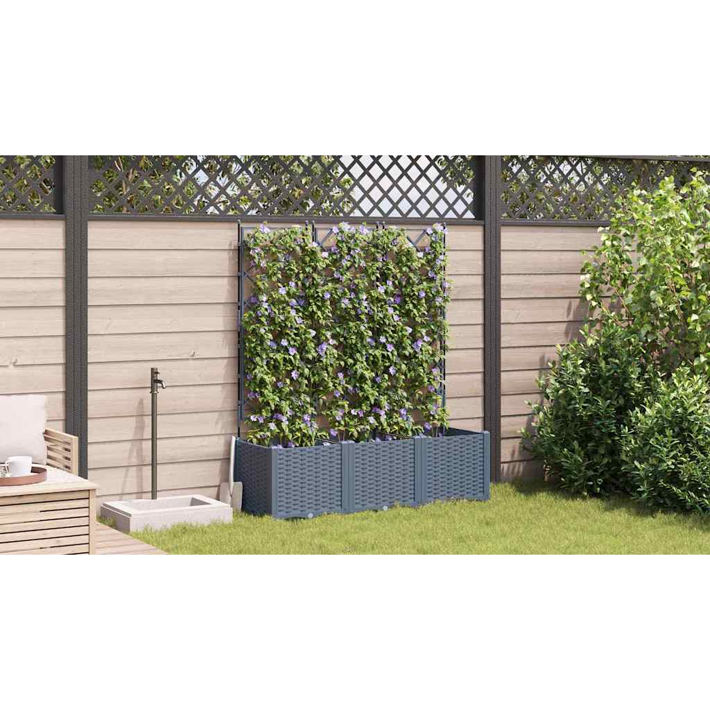 Hageblomsterpotte 3 stk. Lysegrå 120 x 40 x 143 cm PP