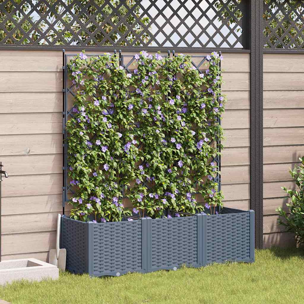Hageblomsterpotte 3 stk. Lysegrå 120 x 40 x 143 cm PP