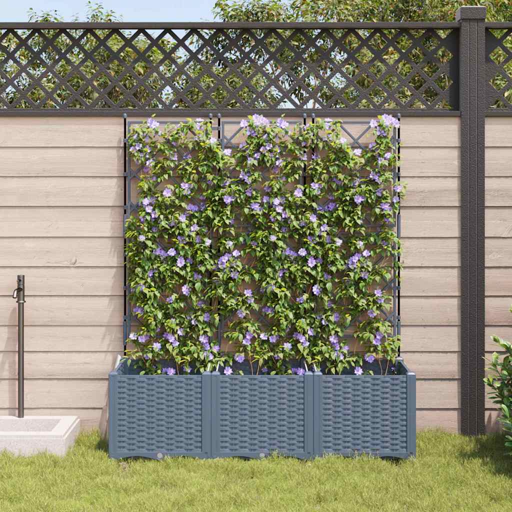 Hageblomsterpotte 3 stk. Lysegrå 120 x 40 x 143 cm PP