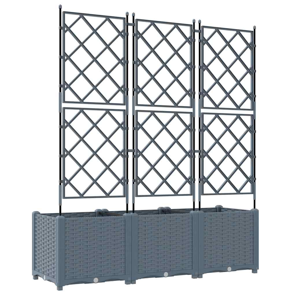 Hageblomsterpotte 3 stk. Lysegrå 120 x 40 x 143 cm PP