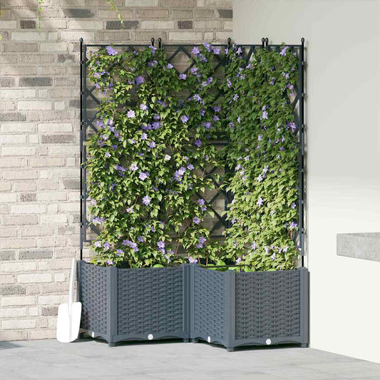 Hageblomsterpotte 3 stk. Lysegrå 80 x 80 x 143 cm PP