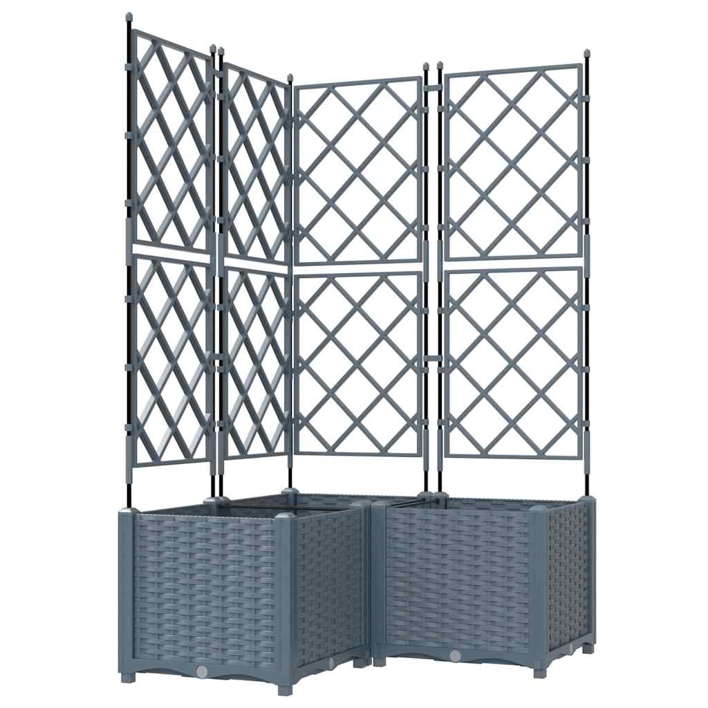 Hageblomsterpotte 3 stk. Lysegrå 80 x 80 x 143 cm PP