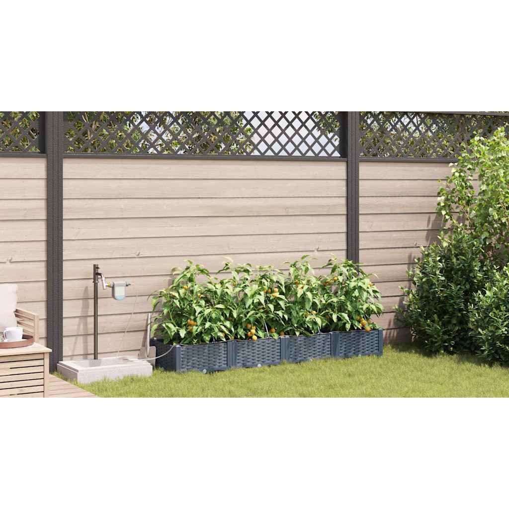Hageblomsterpotte 4 pcs Lys Grå 160 x 40 x 22 cm Plast