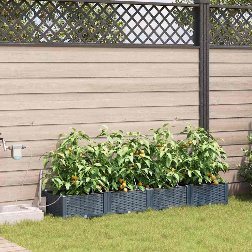 Hageblomsterpotte 4 pcs Lys Grå 160 x 40 x 22 cm Plast