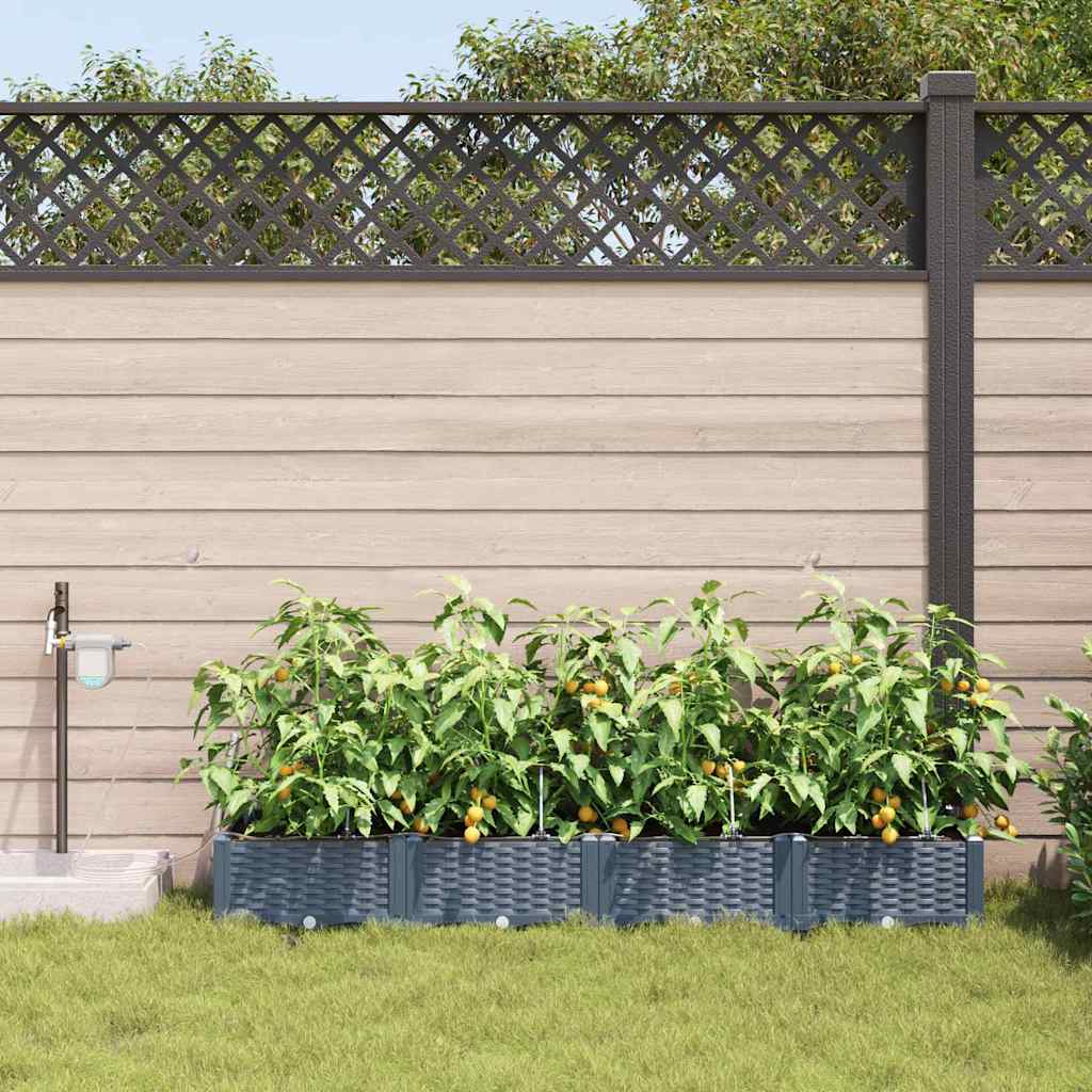 Hageblomsterpotte 4 pcs Lys Grå 160 x 40 x 22 cm Plast