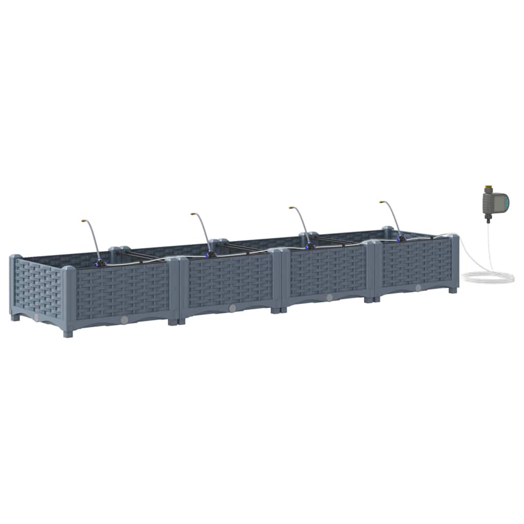 Hageblomsterpotte 4 pcs Lys Grå 160 x 40 x 22 cm Plast