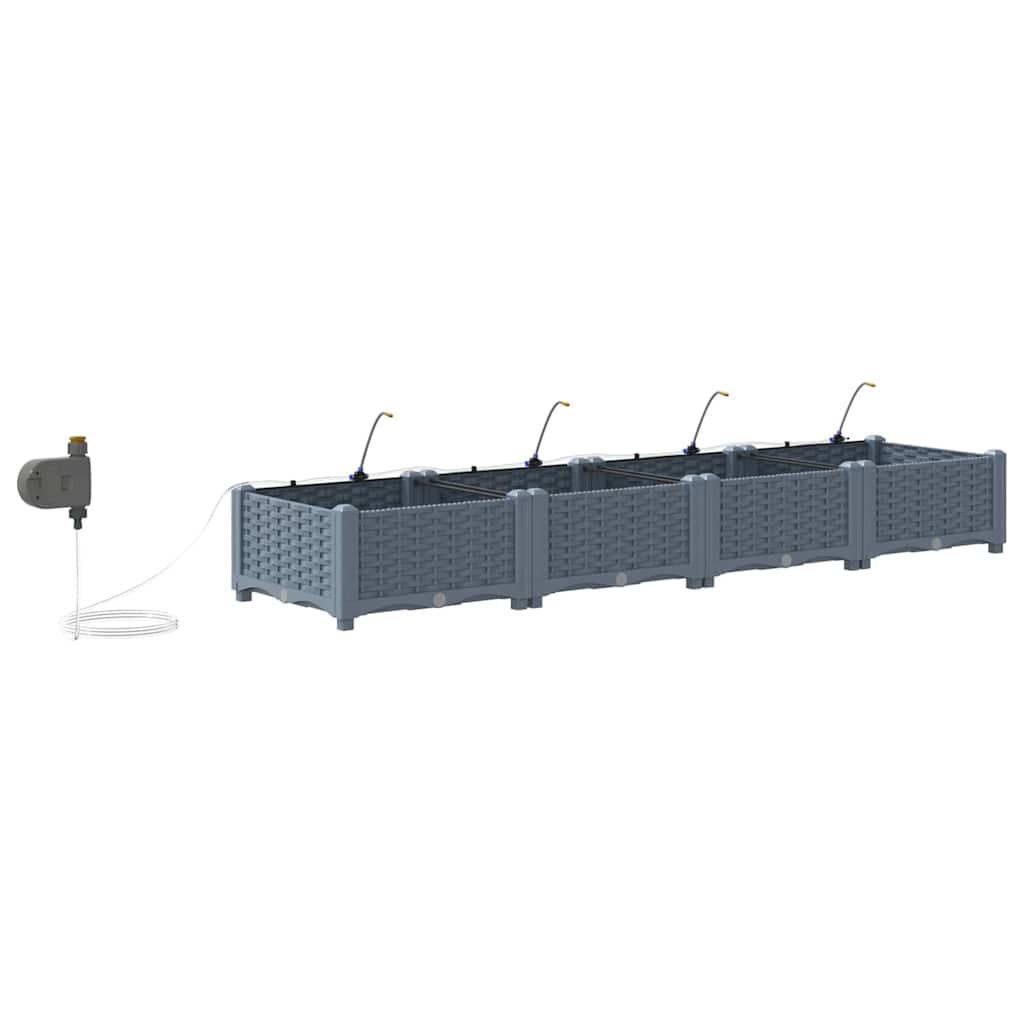 Hageblomsterpotte 4 pcs Lys Grå 160 x 40 x 22 cm Plast
