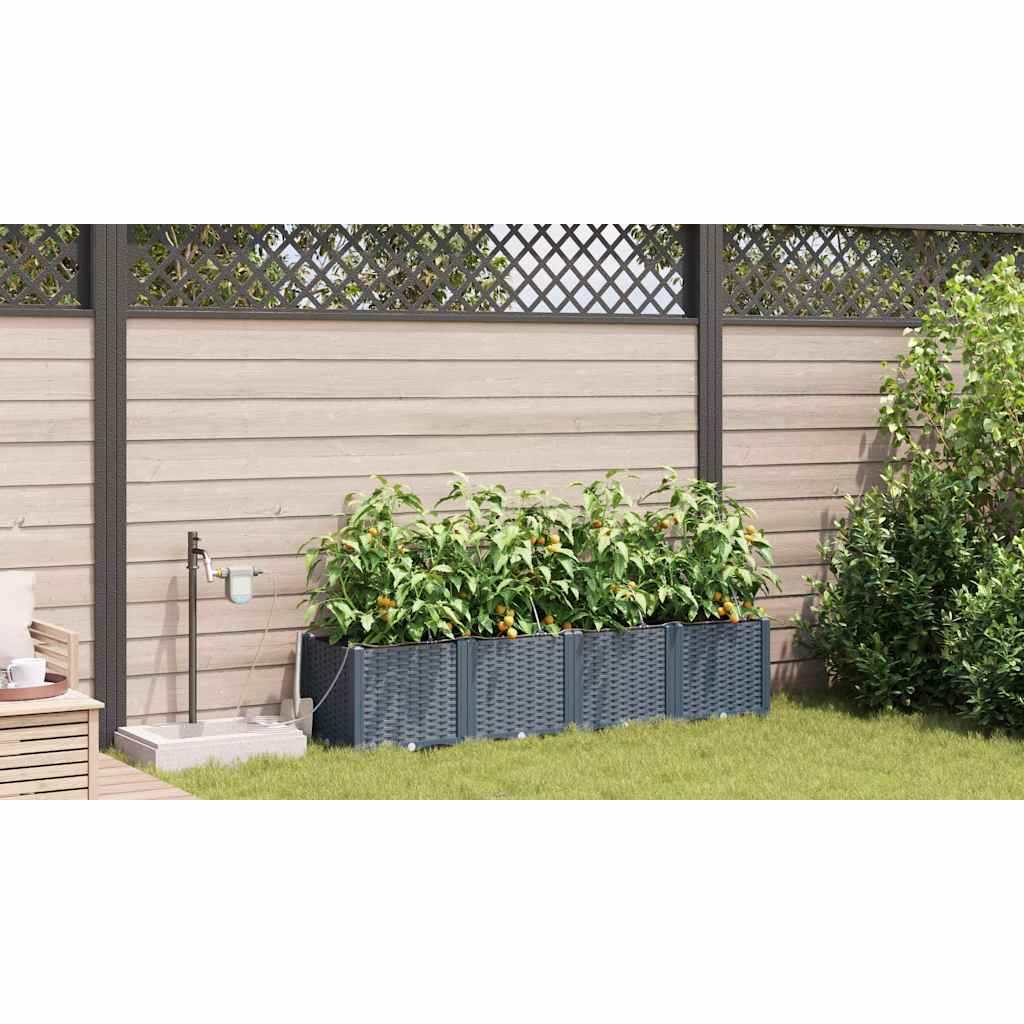 Hageblomsterpotte 4 pcs Lys Grå 160 x 40 x 37,5 cm Plast