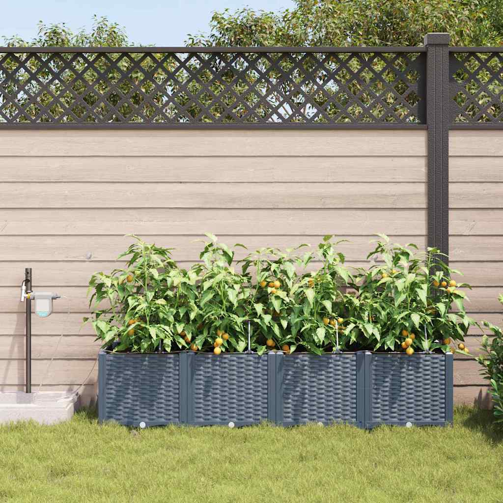 Hageblomsterpotte 4 pcs Lys Grå 160 x 40 x 37,5 cm Plast