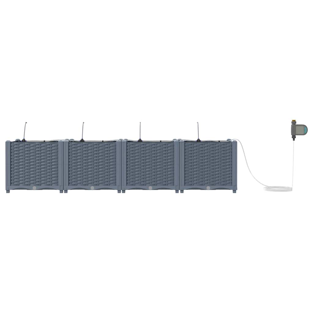 Hageblomsterpotte 4 pcs Lys Grå 160 x 40 x 37,5 cm Plast