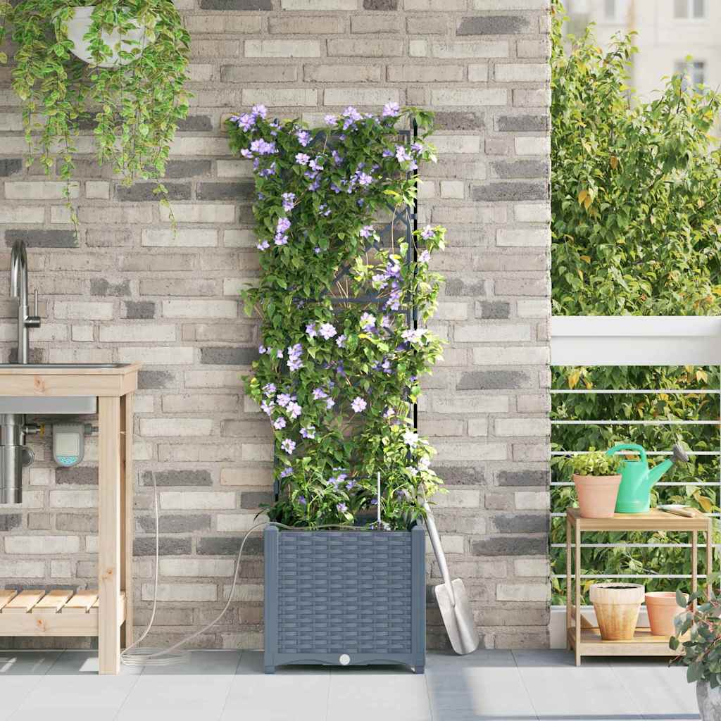 Hageblomsterpotte 2 pcs Lys Grå 40 x 40 x 142 cm Plast