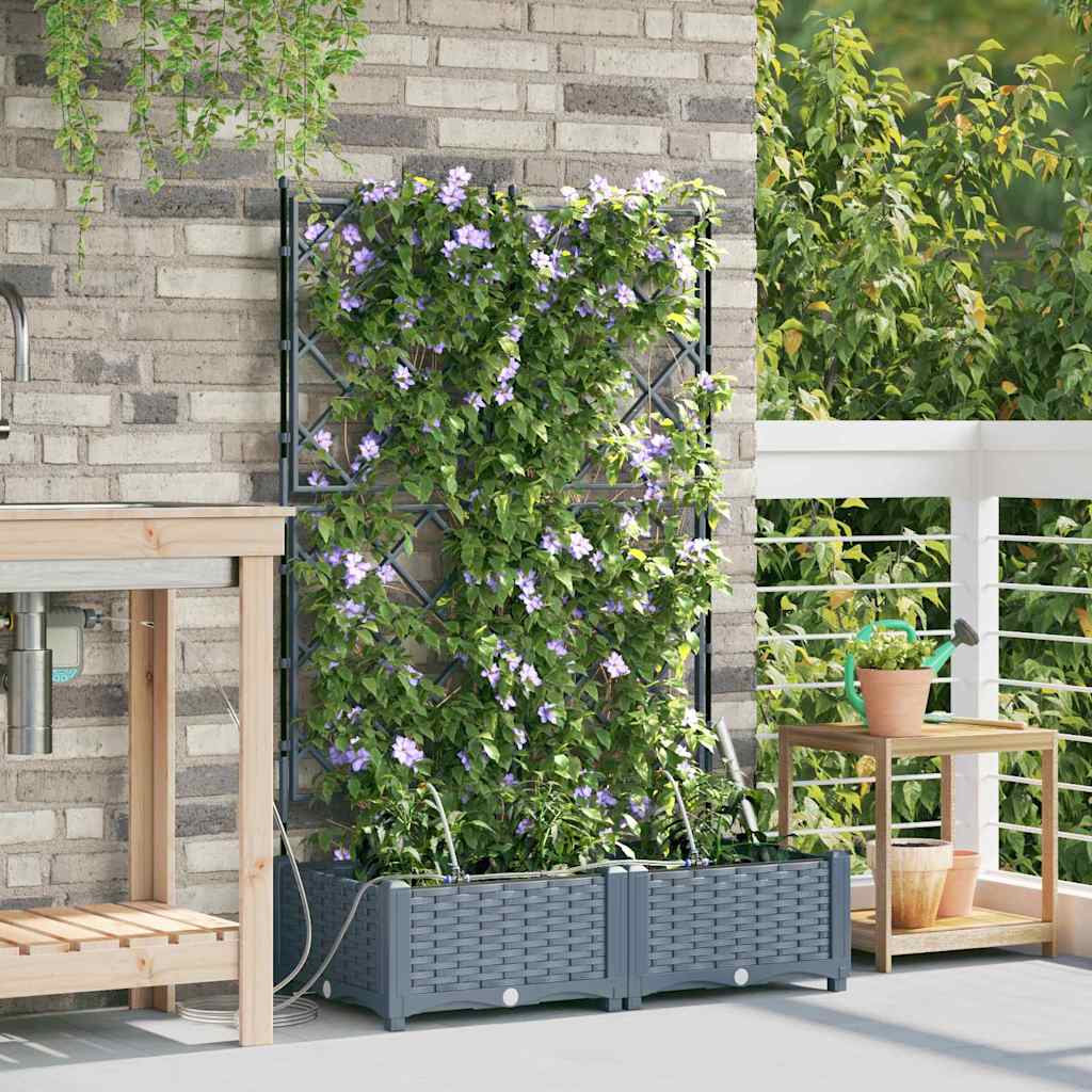 Hageblomsterpotte 2 stk. Lysegrå 80 x 40 x 126 cm PP