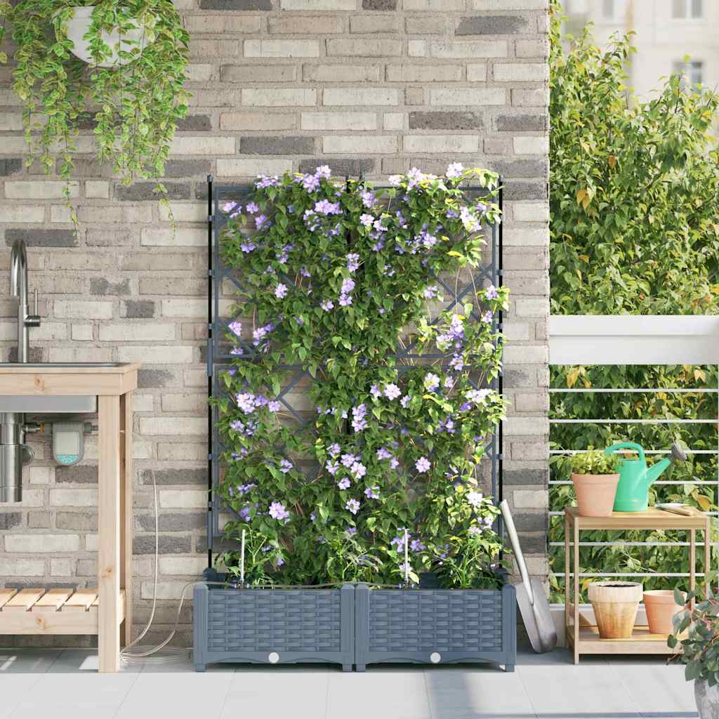 Hageblomsterpotte 2 stk. Lysegrå 80 x 40 x 126 cm PP
