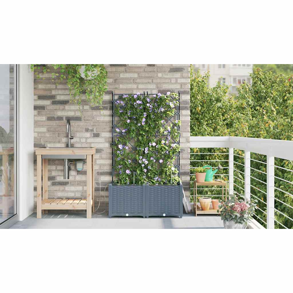 Hageblomsterpotte 2 stk. Lysegrå 80 x 40 x 142 cm PP
