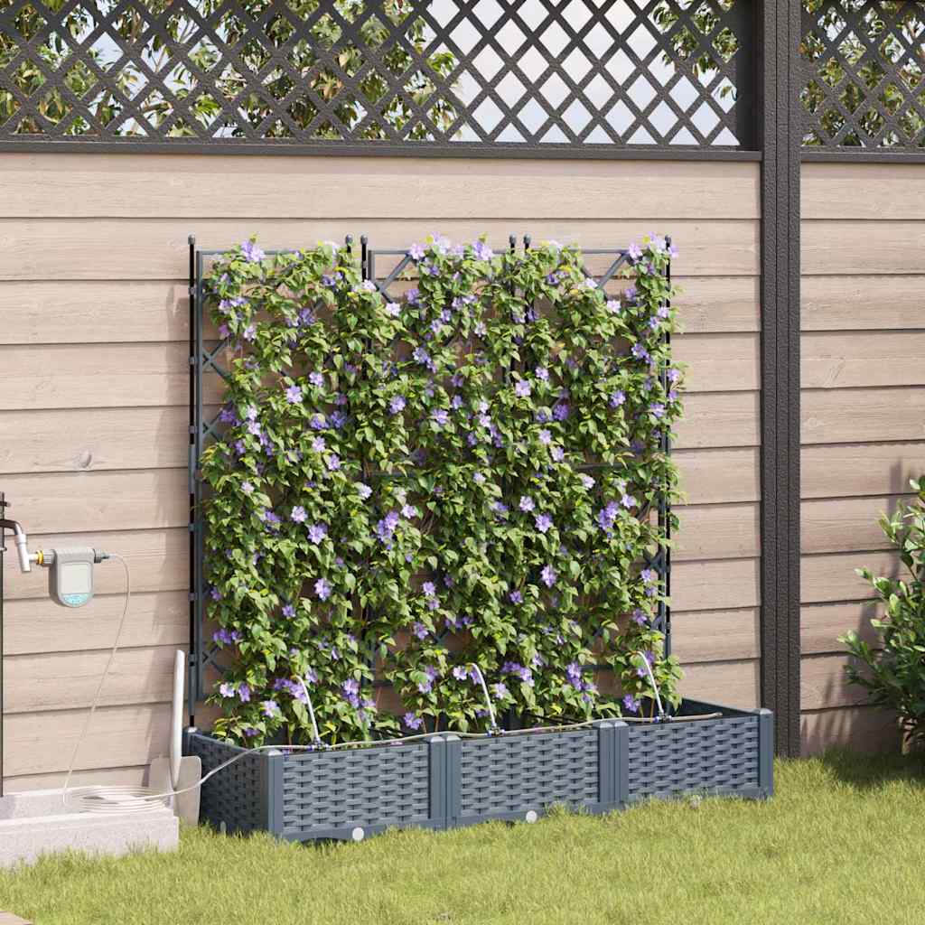 Hageblomsterpotte 3 stk. Lysegrå 120 x 40 x 126 cm PP