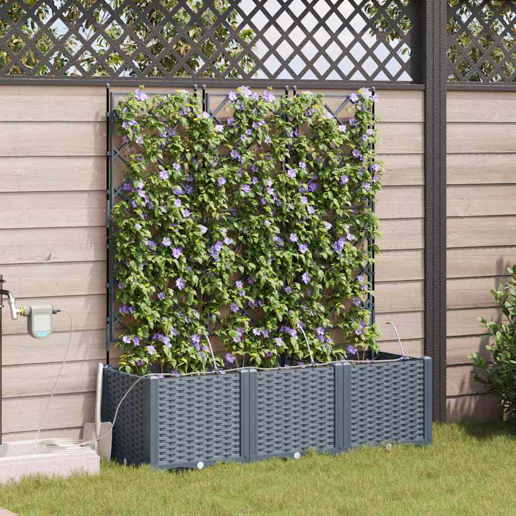 Hageblomsterpotte 3 stk. Lysegrå 120 x 40 x 142 cm PP