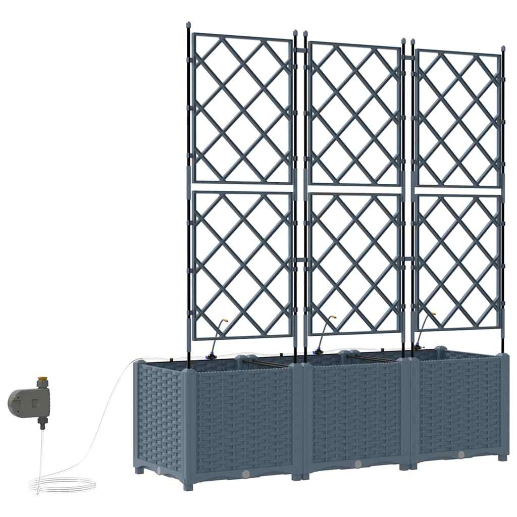 Hageblomsterpotte 3 stk. Lysegrå 120 x 40 x 142 cm PP