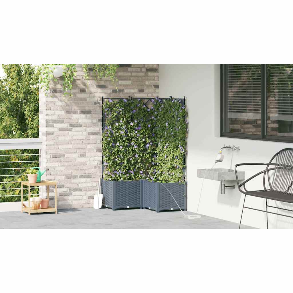 Hageblomsterpotte 3 pcs Lys Grå 80 x 80 x 142 cm Plast