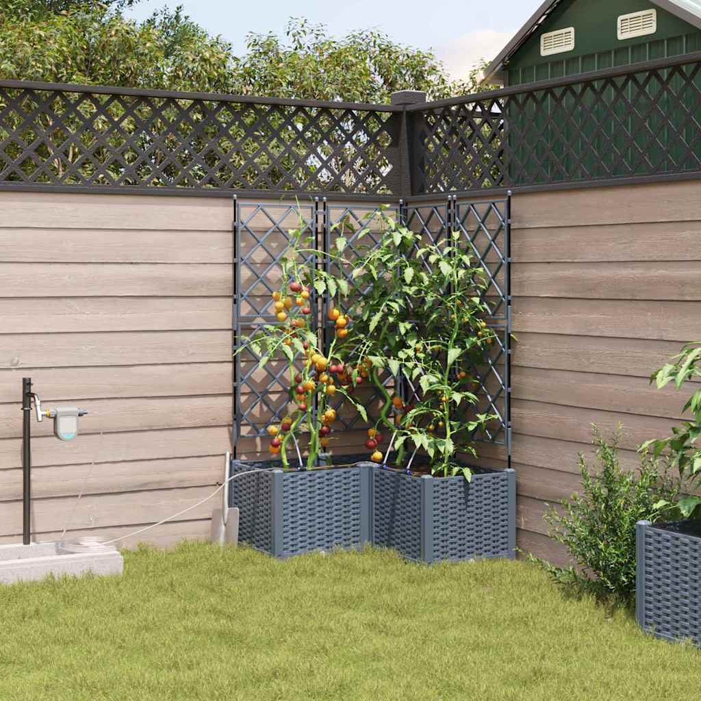 Hageblomsterpotte 3 pcs Lys Grå 80 x 80 x 142 cm Plast