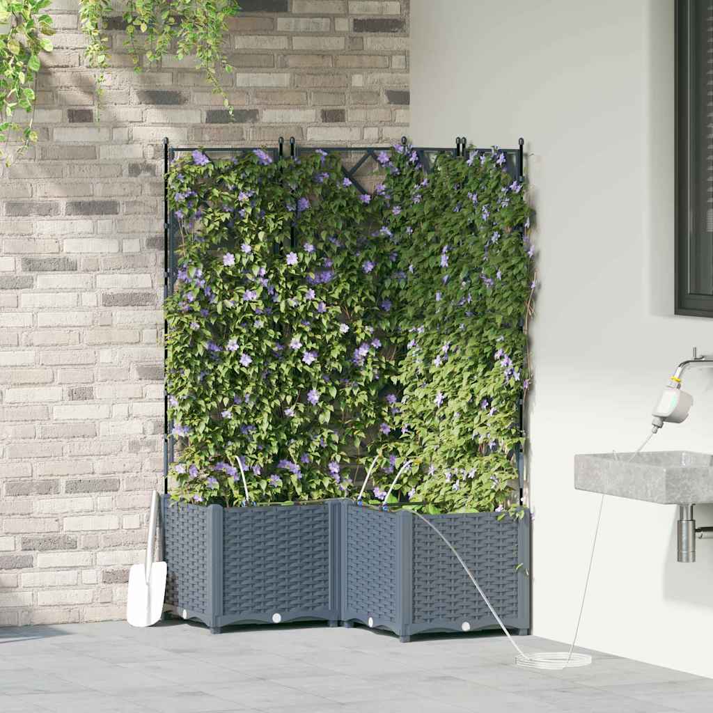 Hageblomsterpotte 3 pcs Lys Grå 80 x 80 x 142 cm Plast
