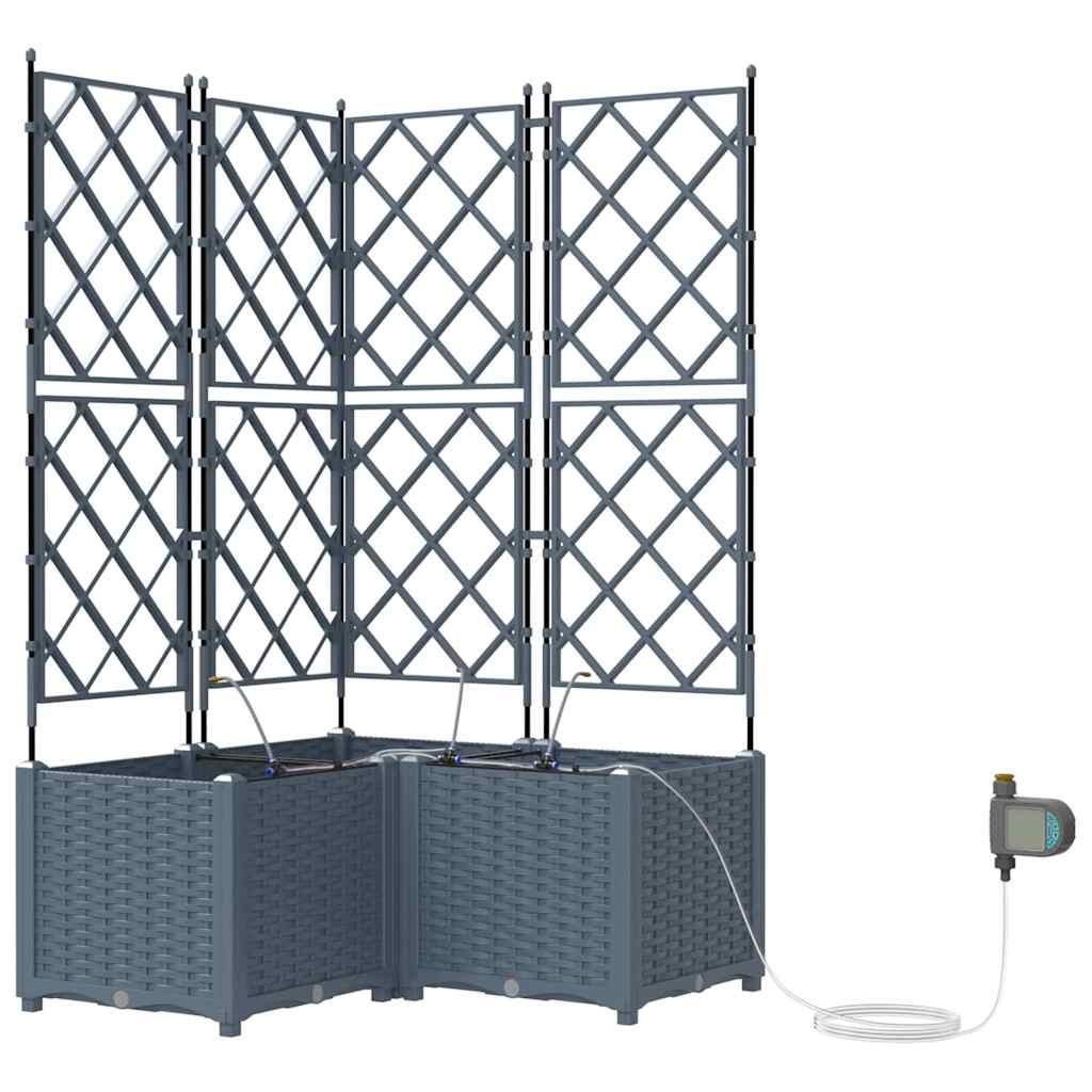 Hageblomsterpotte 3 pcs Lys Grå 80 x 80 x 142 cm Plast