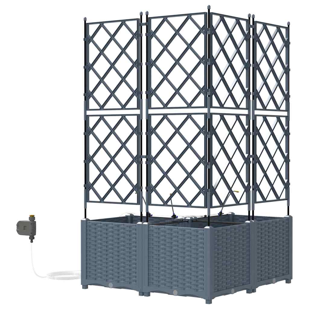 Hageblomsterpotte 3 pcs Lys Grå 80 x 80 x 142 cm Plast