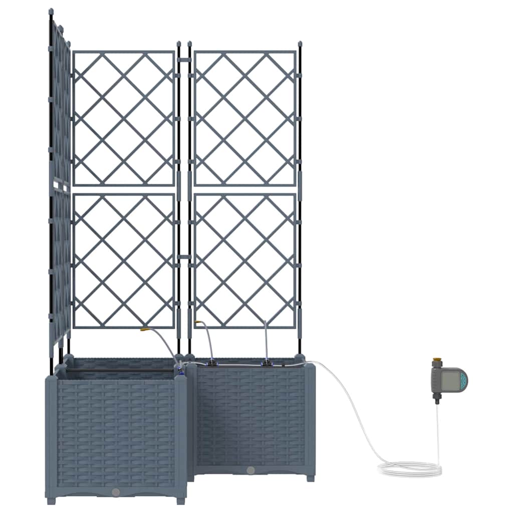 Hageblomsterpotte 3 pcs Lys Grå 80 x 80 x 142 cm Plast