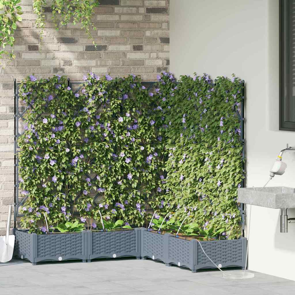 Hageblomsterpotte 5 pcs Lys Grå 120 x 120 x 126 cm Plast