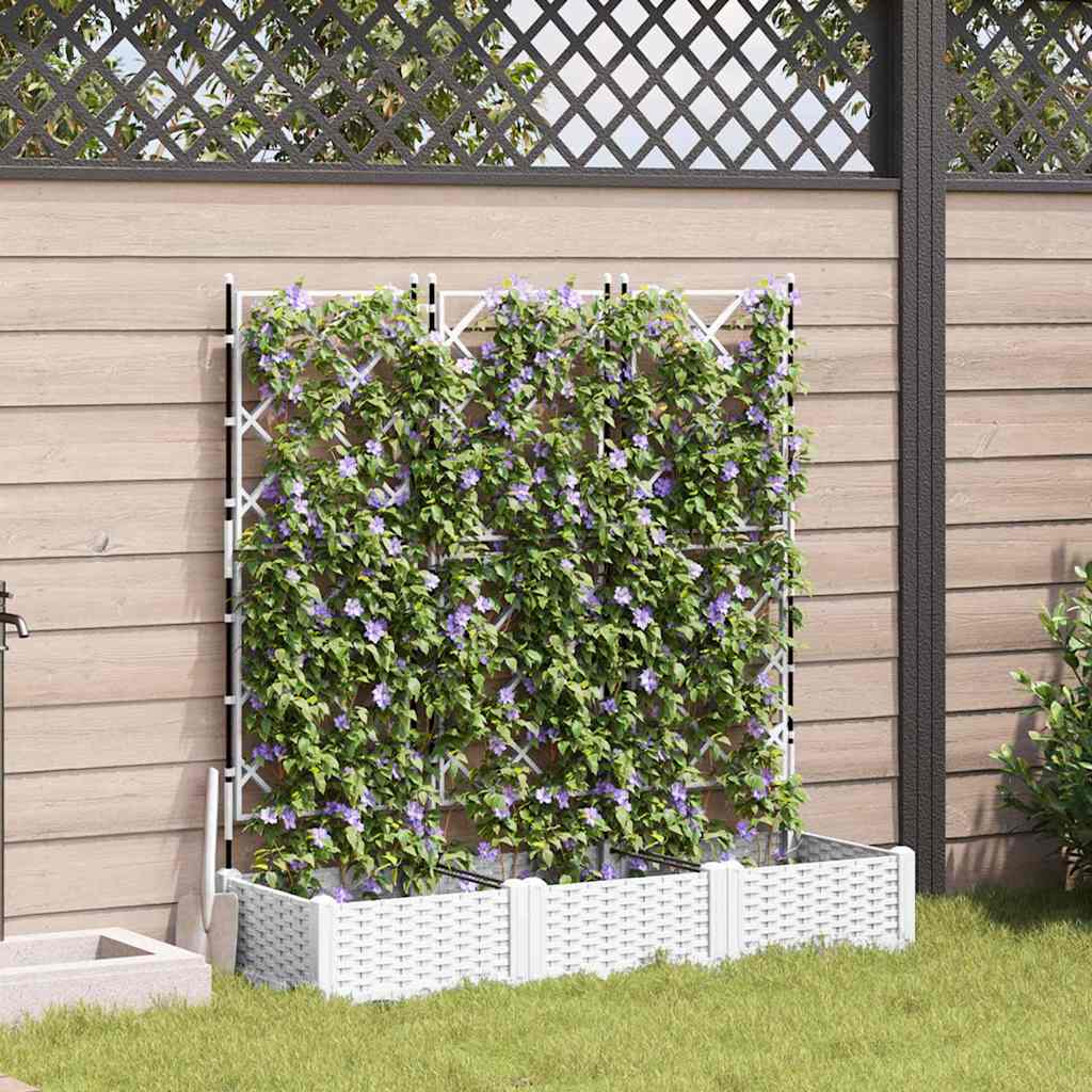 Hageblomsterpotte 3 stk. Hvit 120 x 40 x 125,5 cm PP