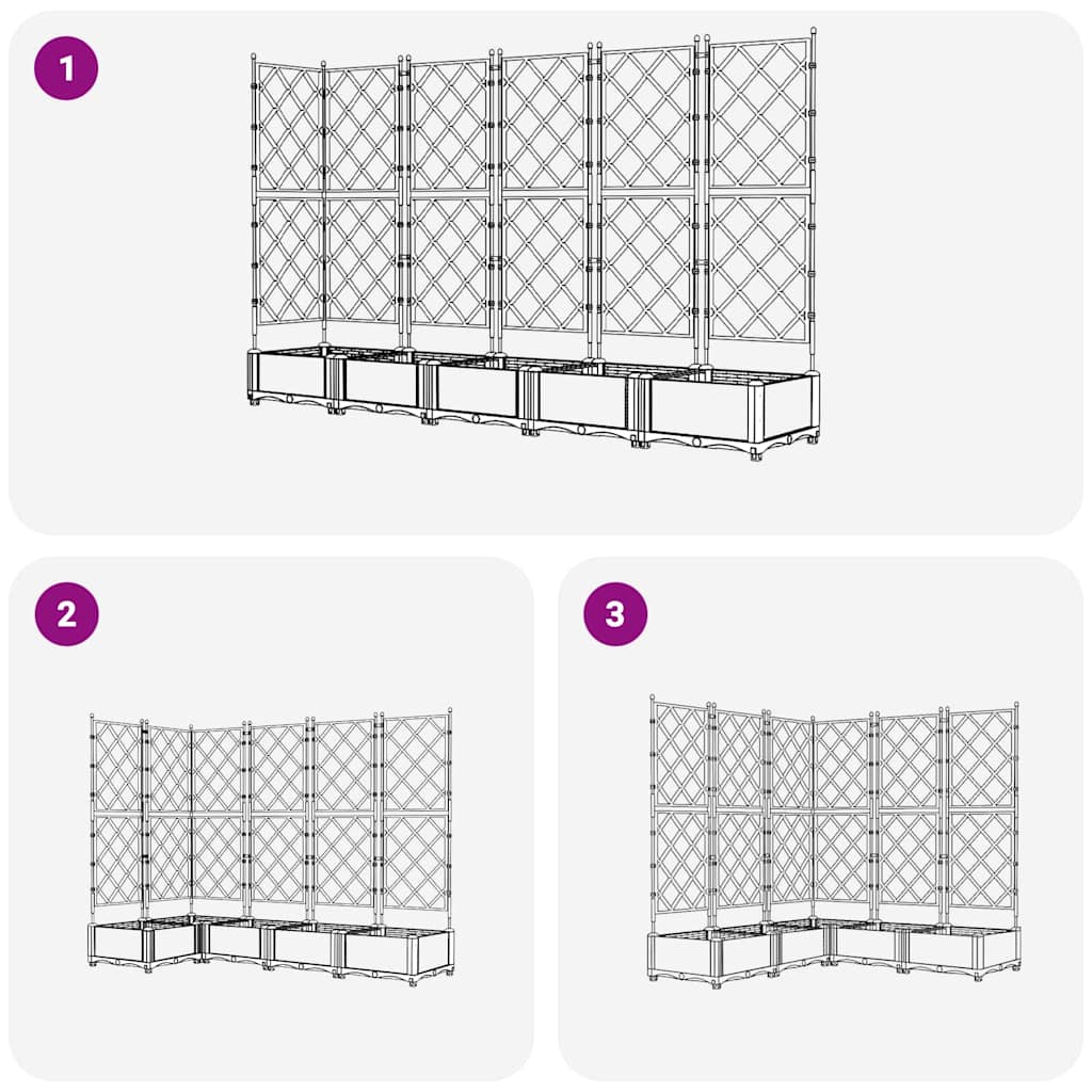 Hageblomsterpotte 5 stk. Hvit 120 x 120 x 125,5 cm PP