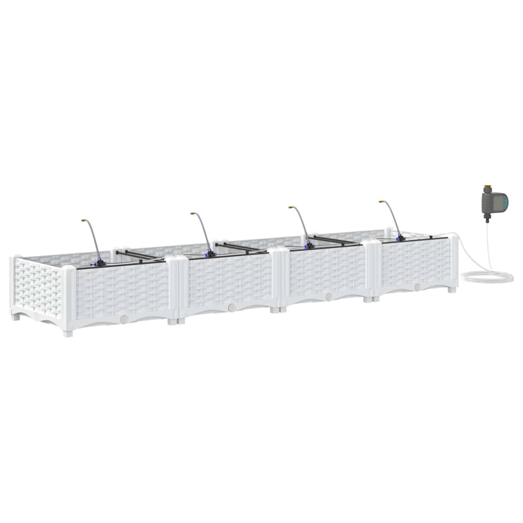 Hageblomsterpotte 4 pcs Hvit 160 x 40 x 22 cm Plast