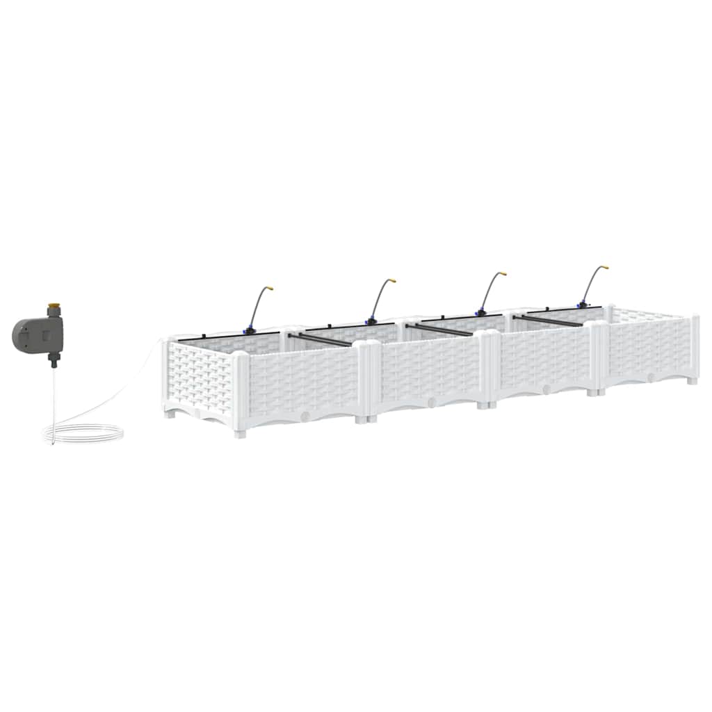Hageblomsterpotte 4 pcs Hvit 160 x 40 x 22 cm Plast