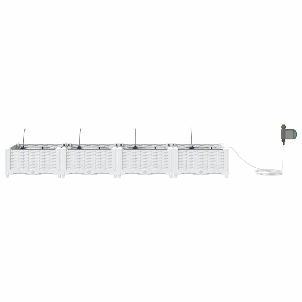 Hageblomsterpotte 4 pcs Hvit 160 x 40 x 22 cm Plast