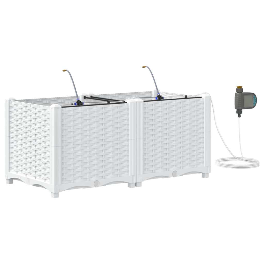 Hageblomsterpotte 2 stk. Hvit 80 x 40 x 37,5 cm PP