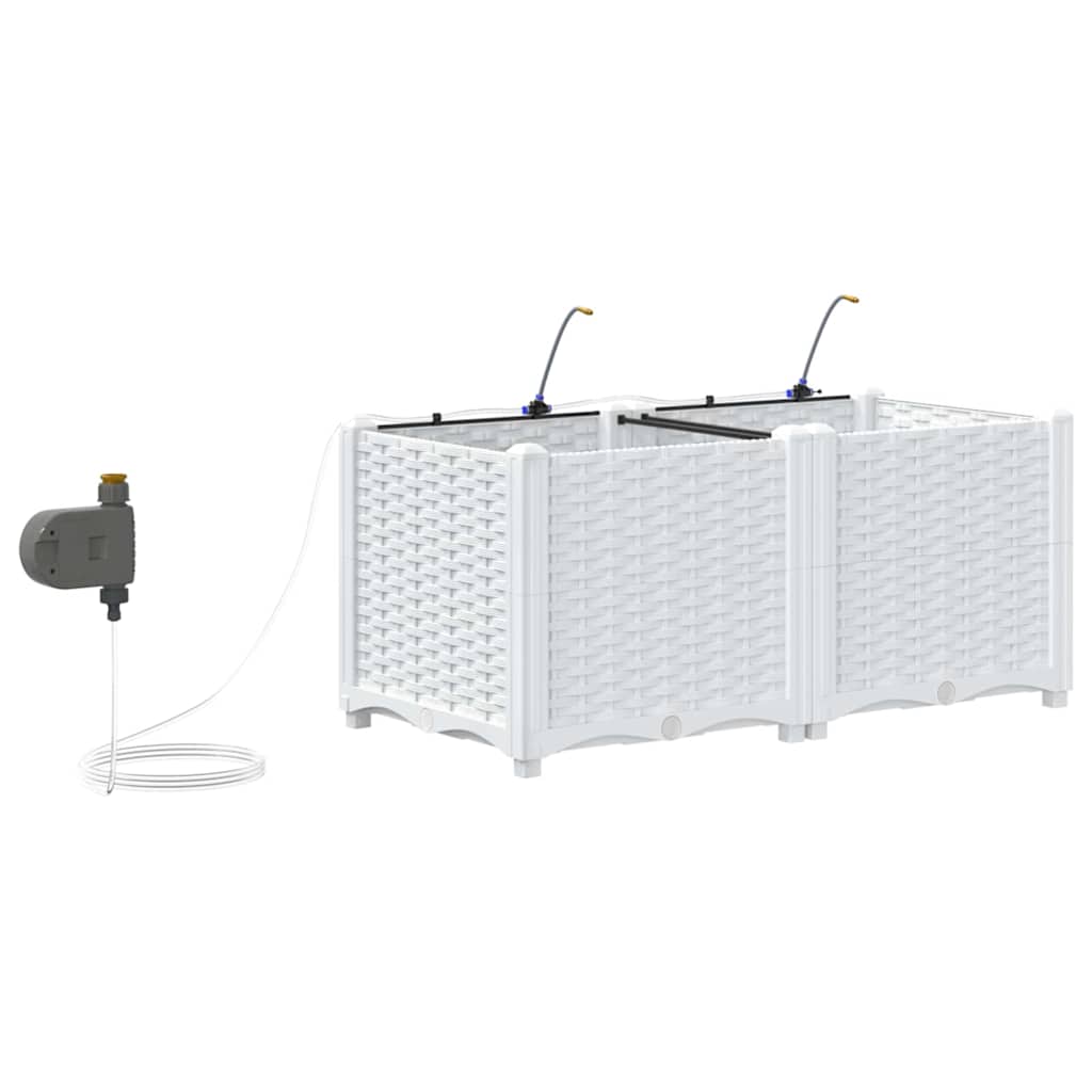 Hageblomsterpotte 2 stk. Hvit 80 x 40 x 37,5 cm PP
