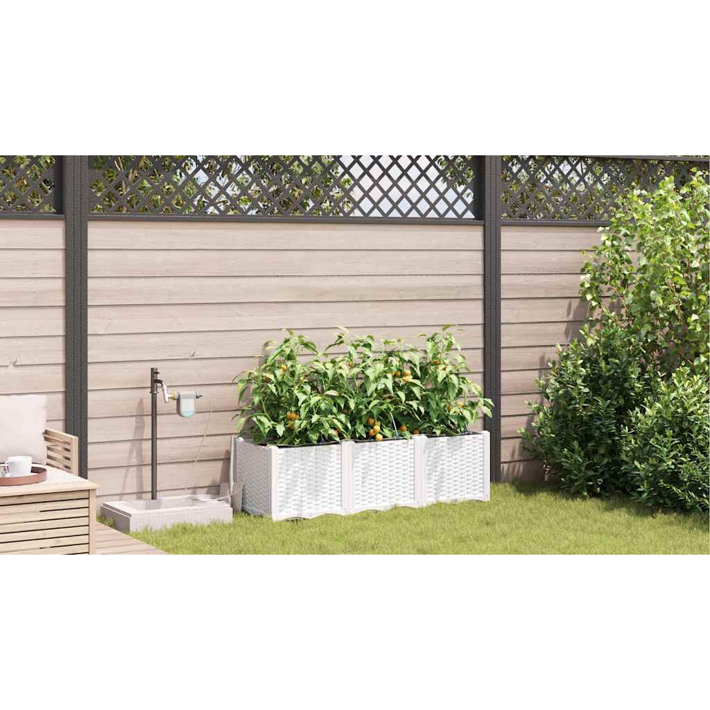Hageblomsterpotte 3 pcs Hvit 120 x 40 x 37,5 cm Plast
