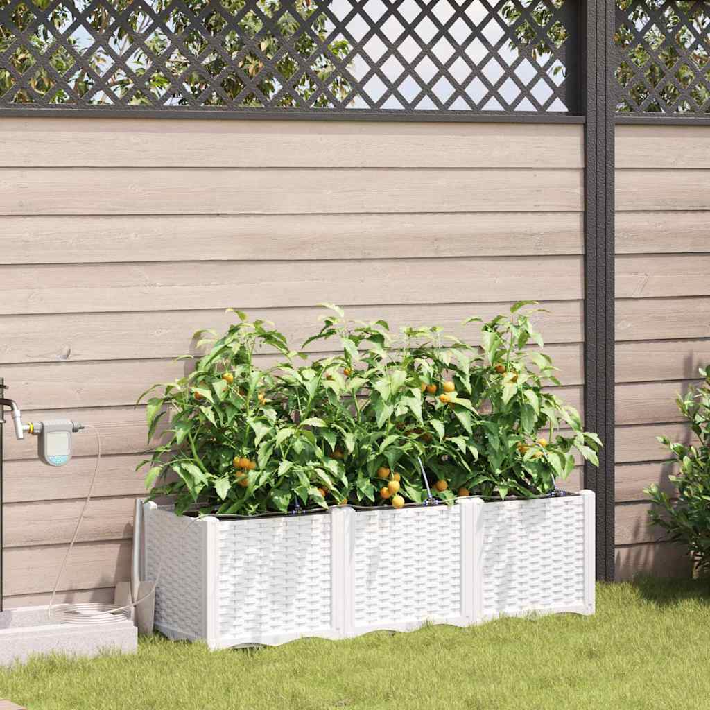 Hageblomsterpotte 3 pcs Hvit 120 x 40 x 37,5 cm Plast