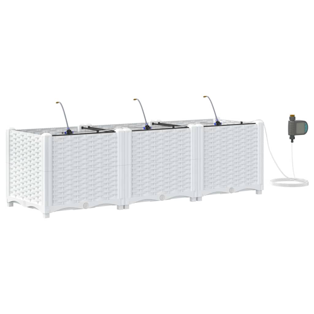 Hageblomsterpotte 3 pcs Hvit 120 x 40 x 37,5 cm Plast