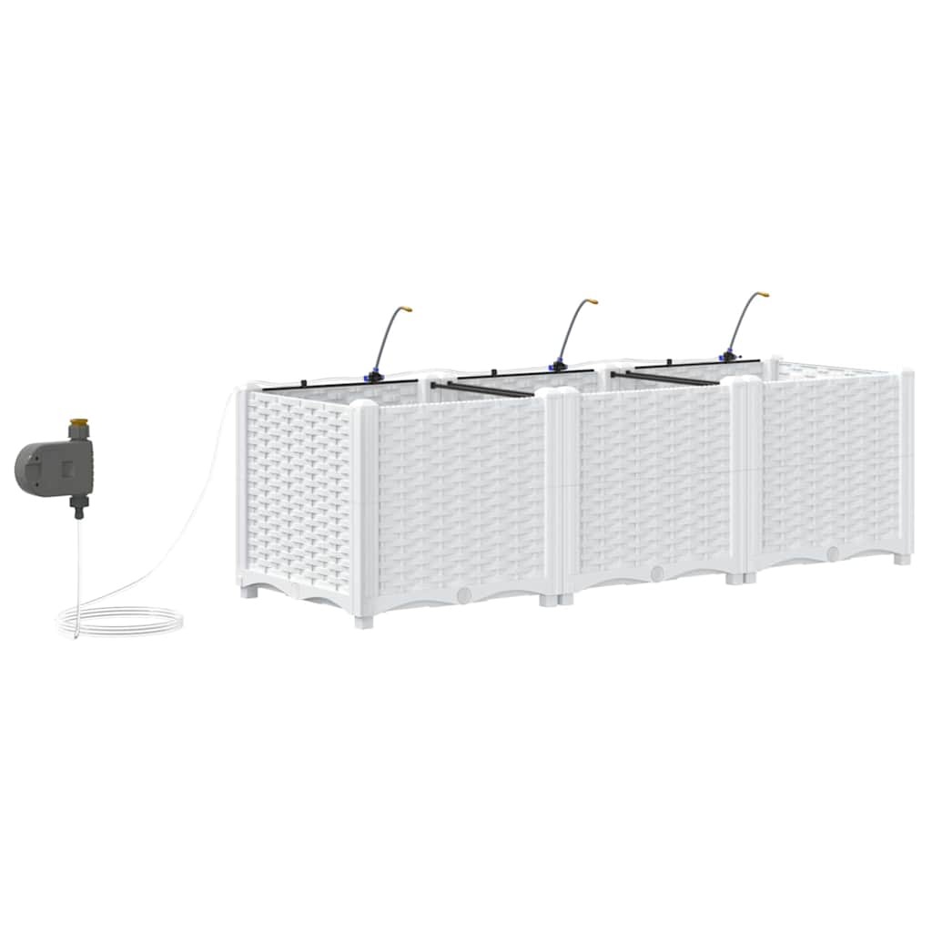 Hageblomsterpotte 3 pcs Hvit 120 x 40 x 37,5 cm Plast