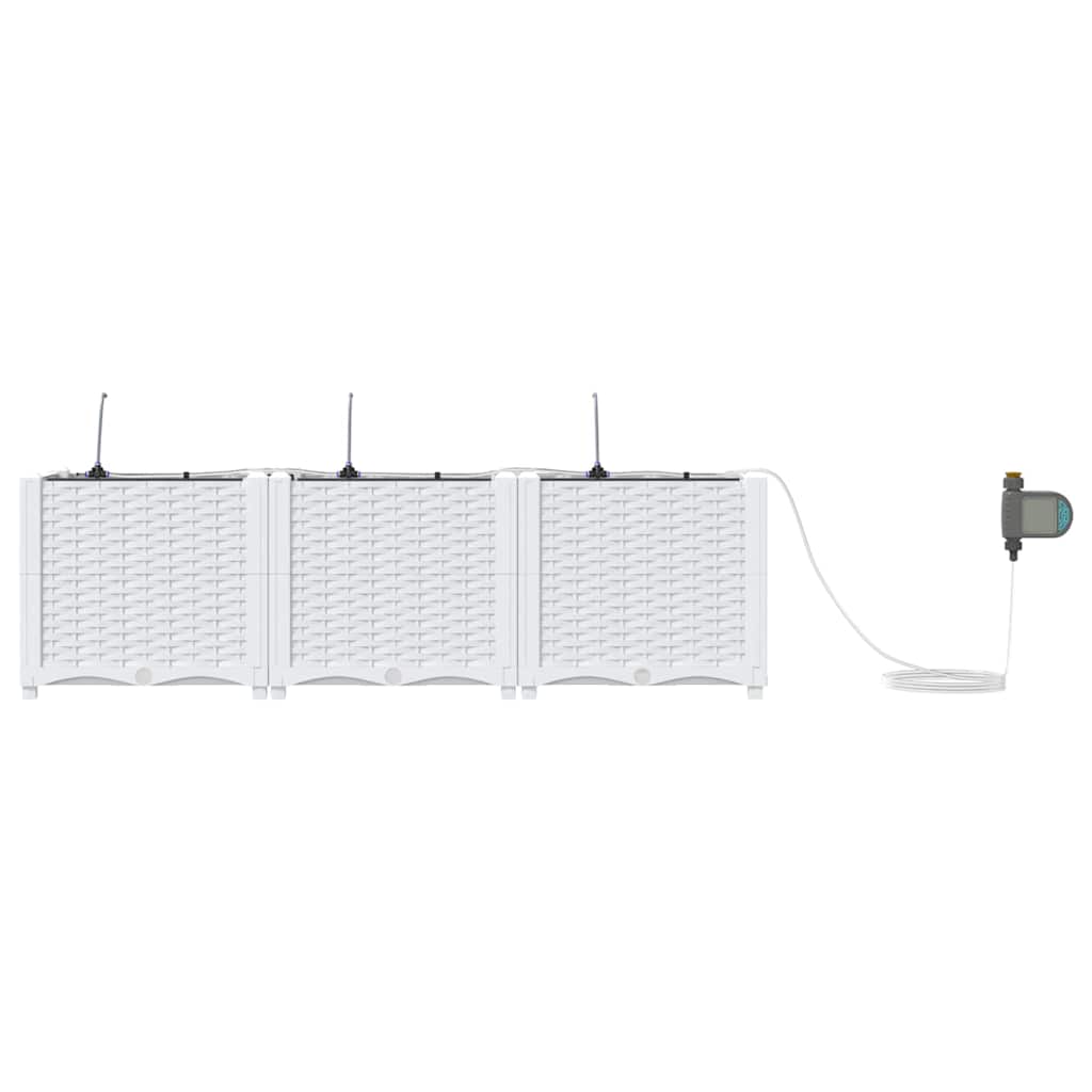 Hageblomsterpotte 3 pcs Hvit 120 x 40 x 37,5 cm Plast