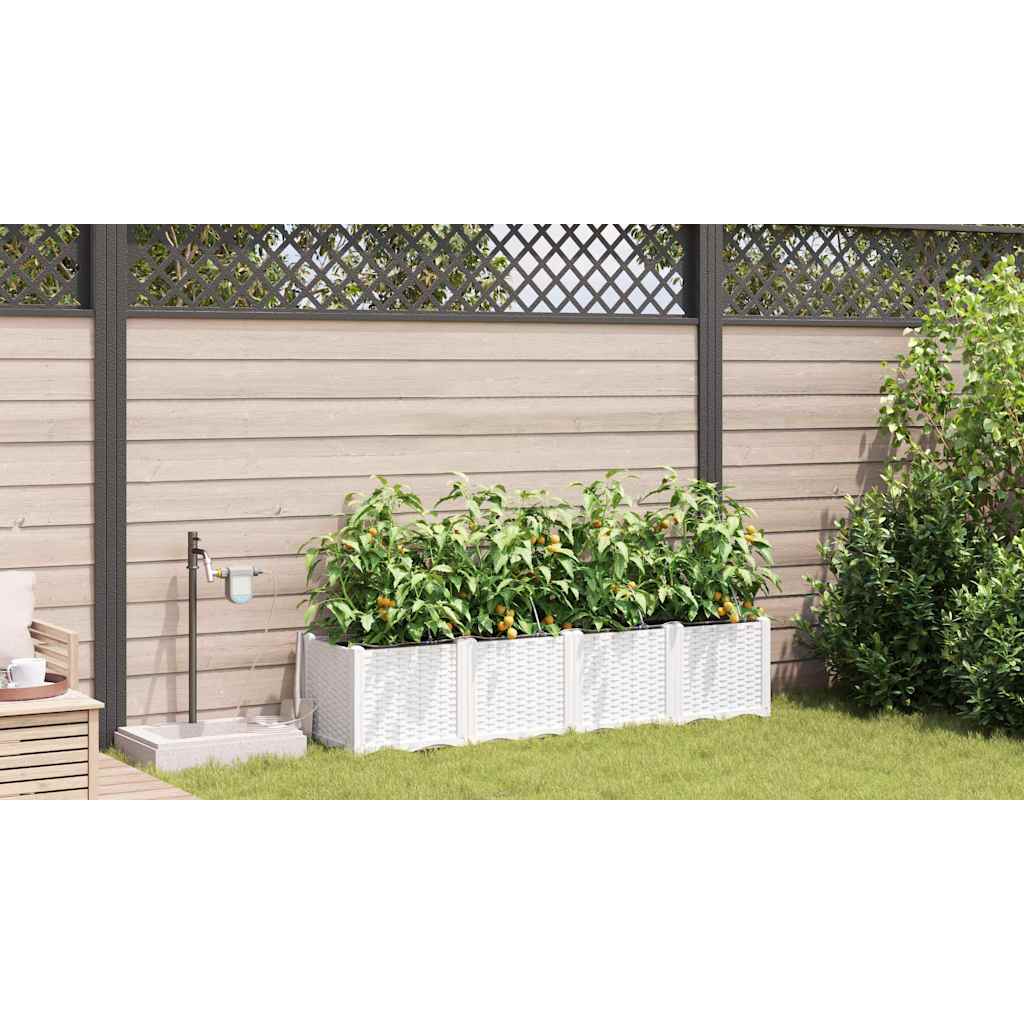 Hageblomsterpotte 4 stk. Hvit 160 x 40 x 37,5 cm PP