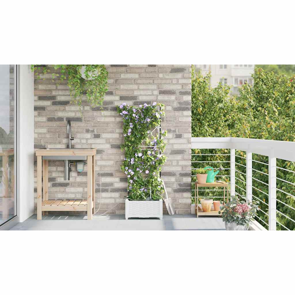 Hageblomsterpotte Hvit 40 x 40 x 126 cm PP
