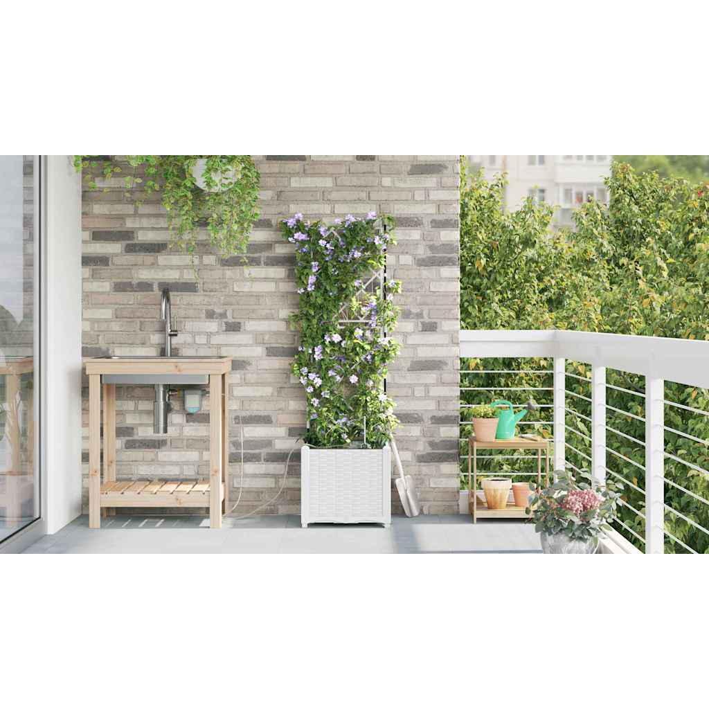 Hageblomsterpotte Hvit 40 x 40 x 142 cm PP