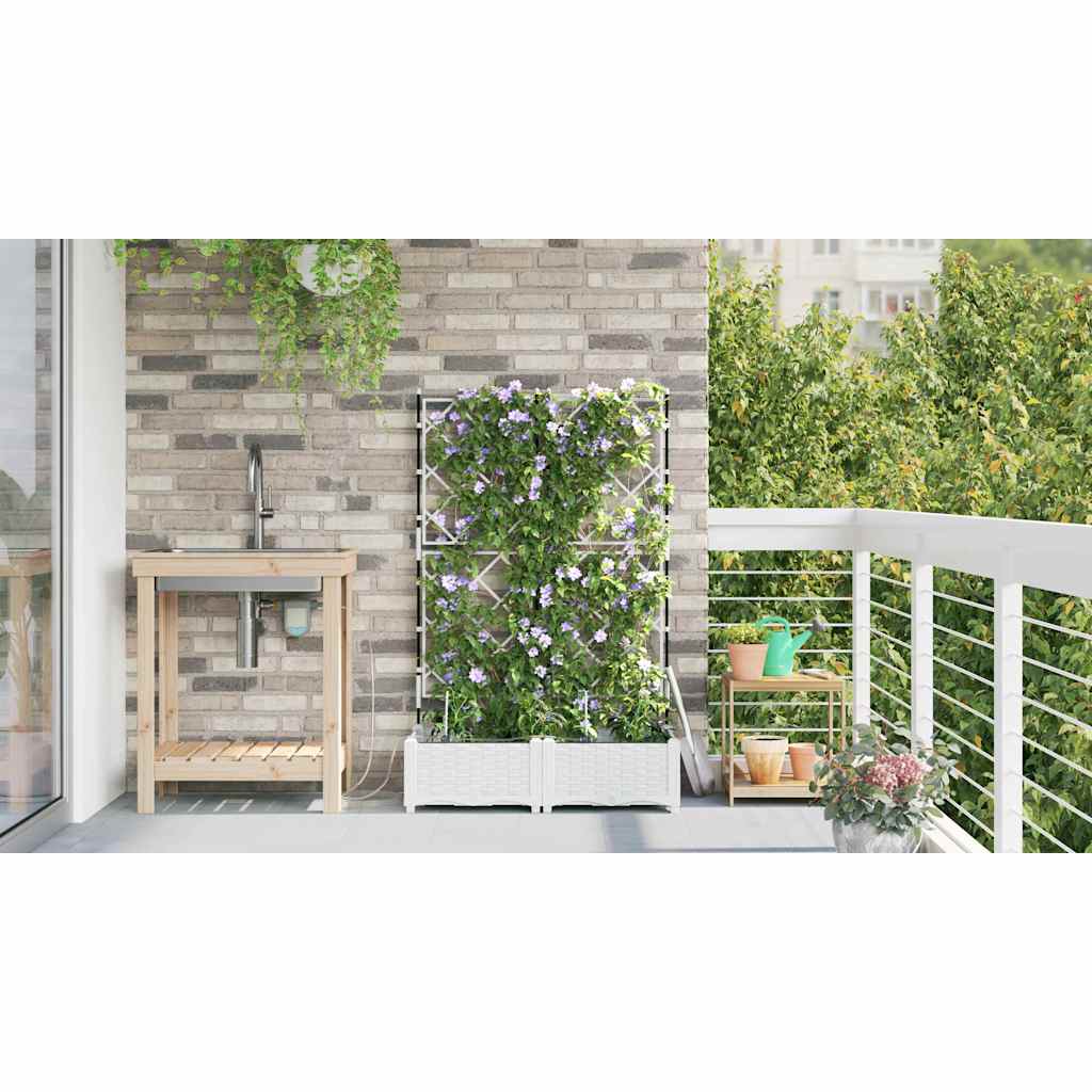 Hageblomsterpotte 2 pcs Hvit 80 x 40 x 126 cm Plast